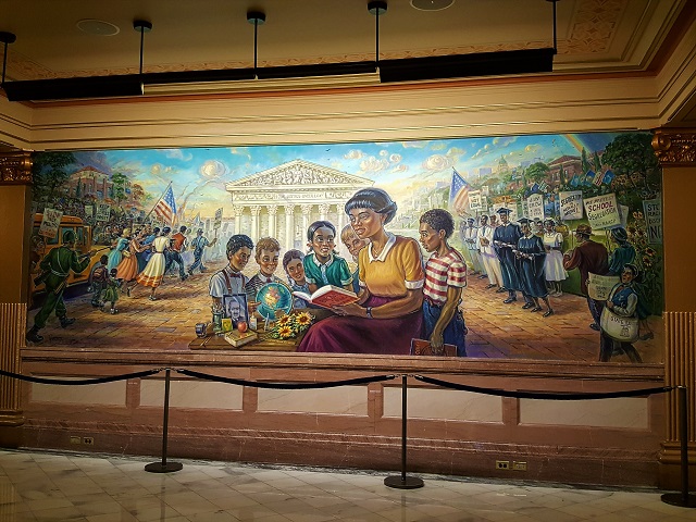 Photograph of finished Brown vs. Board of Ed. Mural